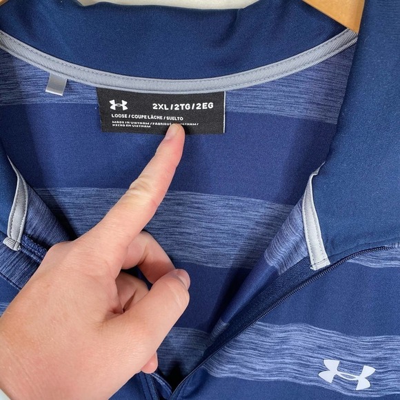 UNDER ARMOUR Men's 1/4 Zip Loose Blue Unlined Pullover Athletic Jacket Size 2XL - Picture 2 of 4